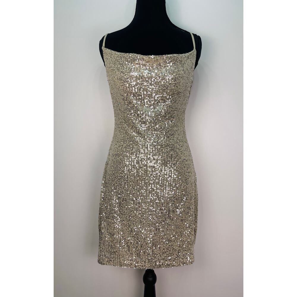 NWT Steve Madden XS Silver Sequin Bodycon Mini Dress